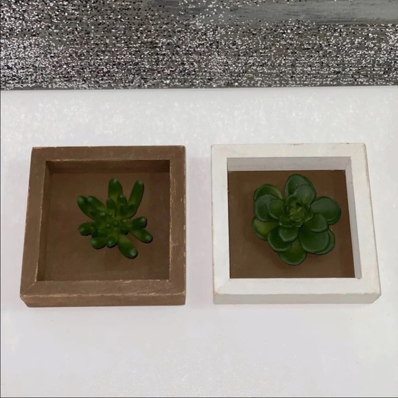 Other - HOME DECOR Wooden Framed Faux Succulent